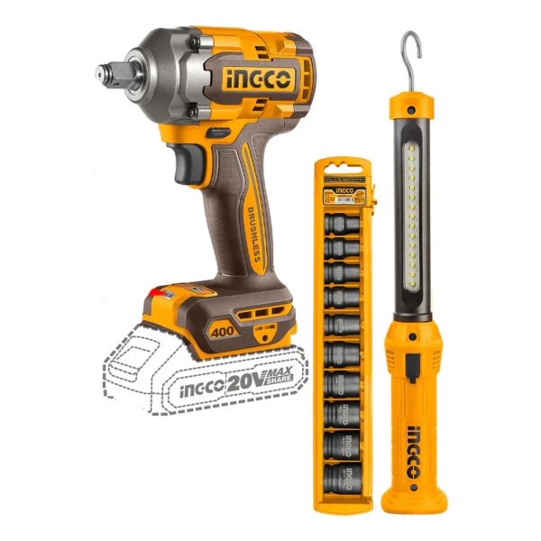 Kit Llave Impacto 20v + Linterna Rec + Dad Cosli23011 Ingco