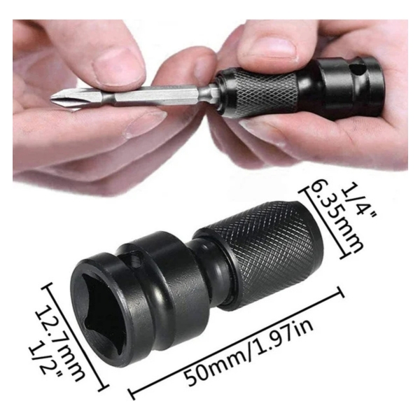 Mandril Adaptador Llave De Impacto 1/2 A 1/4 Hembra Jadever - Imagen 3