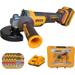 Amoladora Ingco 20v Con Baterías 4amp Valija Y Discos 115mm