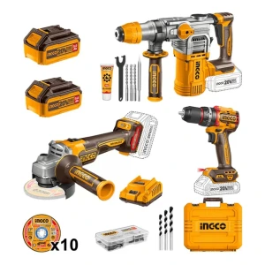 Kit Taladro Ator. Perc. + Amoladora + Roto Ingco Cosli241183