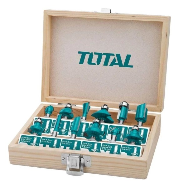 Juego De 12 Fresas Para Router Encastre 8mm Total Tacsr1121