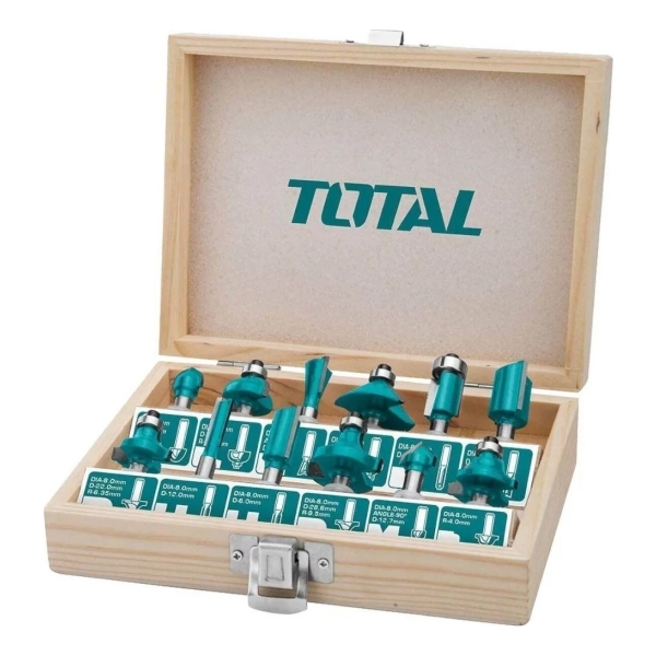 Juego De 12 Fresas Router Encastre 12mm Total Tacsr2121