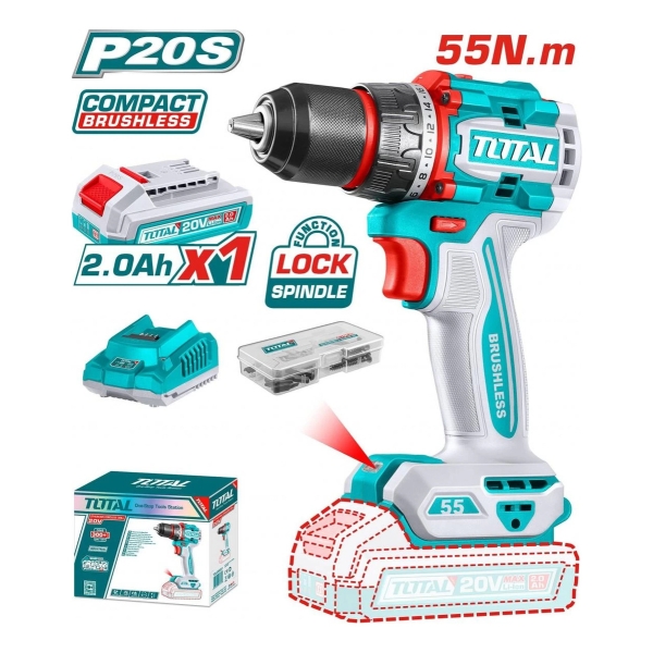 Taladro Atornillador 55nm Bateria 20v Total Tdli205582 - Imagen 2