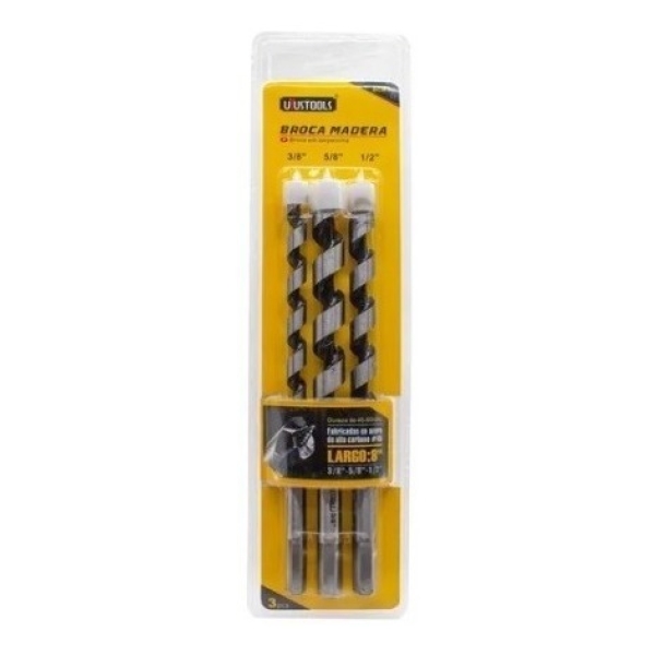 Mecha Para Madera 3/8-5/8-1/2. Uyustools 200mm. Acero Carbon - Imagen 3