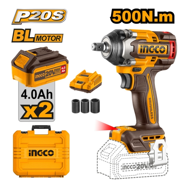 Llave De Impacto 500 Nm 20v Ingco Con Bat Y Carg Ciwli2050 - Imagen 3