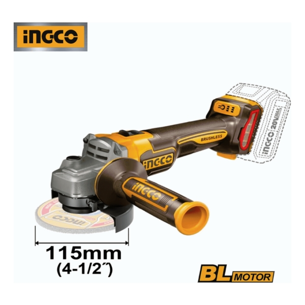 Kit Atornillador + Amoladora Sin Carbones Con Bateria Ingco - Imagen 3