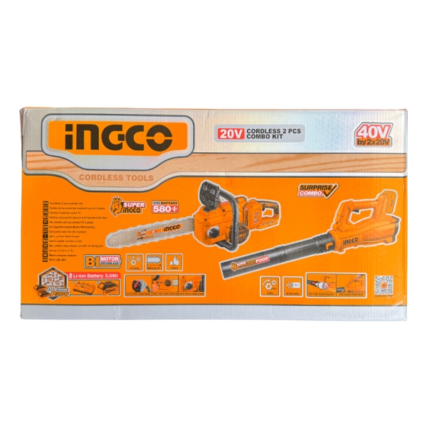Kit Motosierra + Soplador Inalámbricos + 2 Bat 5.0ah Ingco - Imagen 3