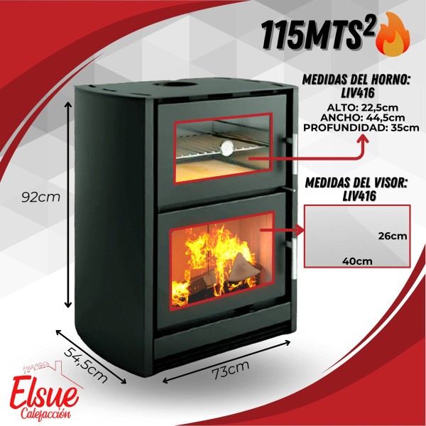 Calefactor Ecológico Horno Leña Doble Combustion Metavila - Imagen 2