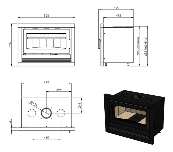 Calefactor Ecologico Metavila 900ins Inserto 900mm 115mt2 - Imagen 5