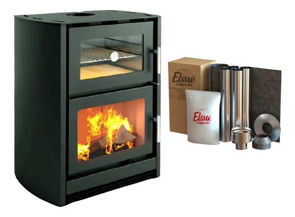 Calefactor Ecológico Horno Leña Doble Combustion + Kit Caños