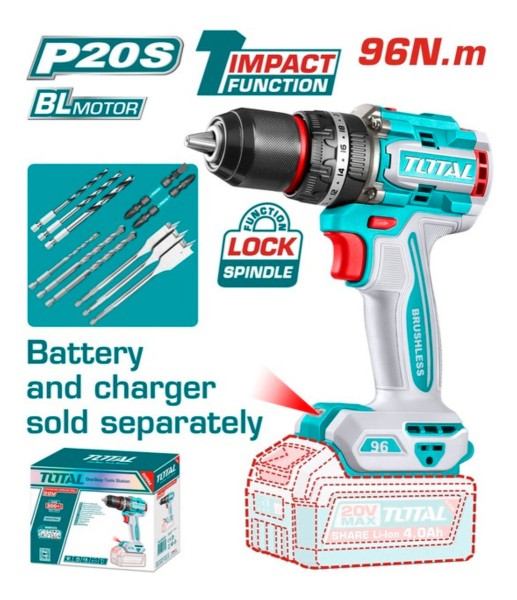 Taladro Atornillador Percut. 20v Total 96nm Brushless Indust - Imagen 2