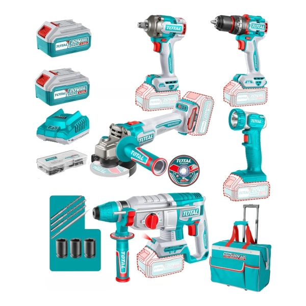 Kit Combo 5 Herramientas 20v Total Brushless C/bateria Y Car