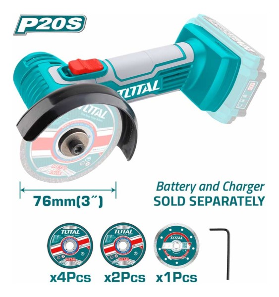 Mini Amoladora Inalámbrica Total 20v - Tagli7601 -3 Pulgadas - Imagen 2