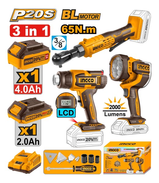 Kit Ingco Llave Crique + Pistola Calor + Lint Cosli241196 - Imagen 2