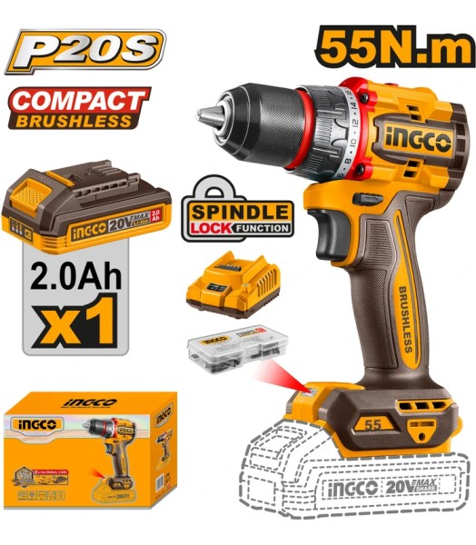 Taladro Atornillador 55nm Incluye Bateria Y Cargador Ingco - Imagen 2