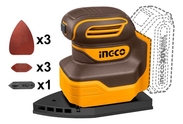 Lijadora Orbital Delta 20v Accesorios Ingco Cpsli2014 S/bat - Imagen 3