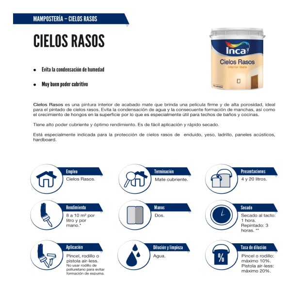 Inca Pintura Interior Cielos Rasos Blanco 20lts - Imagen 3