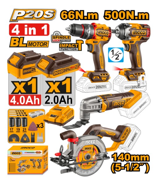 Kit Combo Ingco Taladro + Llave Impacto + Sierra +accesorios - Imagen 2