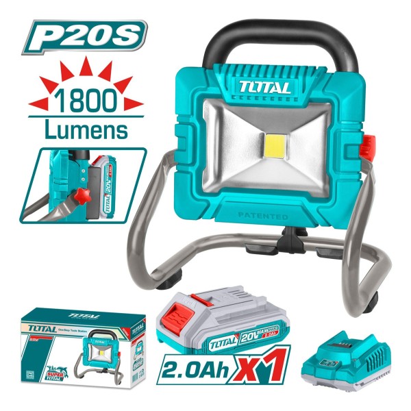 Reflector Portátil Led 20v 20w Con Batería 1800lm Total - Imagen 2