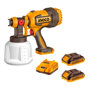 Pistola De Pintura 20v Accesorios Con 2 Bateria Y Carg Ingco