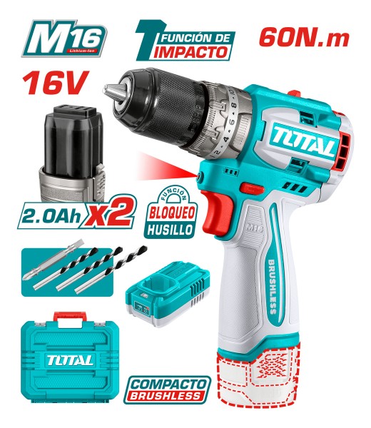 Taladro Atornillador Inalámbrico Total 16v Industrial C/bat - Imagen 3
