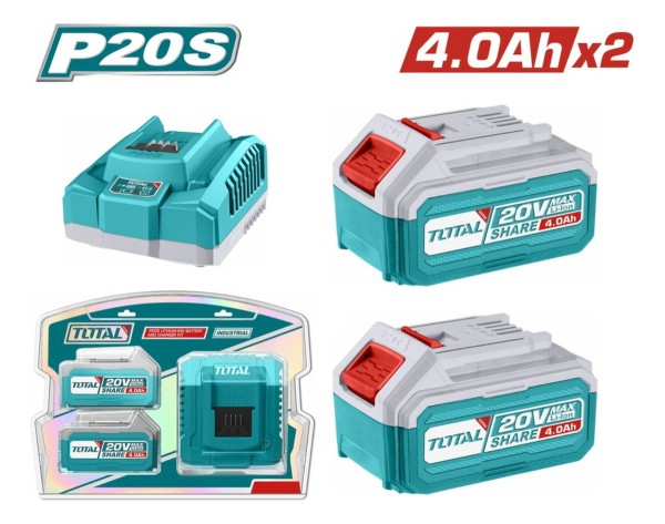 Kit Set Combo 2 Baterias 4ah 20v + Cargador Total Tfbcpk1424 - Imagen 2