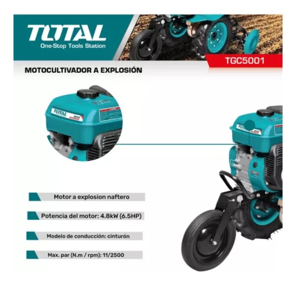 Motocultivador A Nafta 6.5 Hp Total Industrial Tgc5001 - Imagen 3