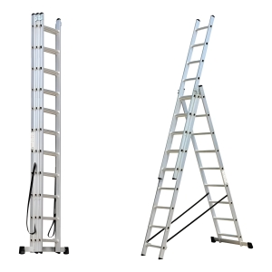 Escalera Aluminio Extensible 3 Tramos 10 Escalones 6,74m