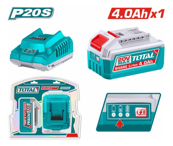 Set Bateria 20v 4ah Y Cargador Total 20v Tfbcpk1012 - Imagen 2
