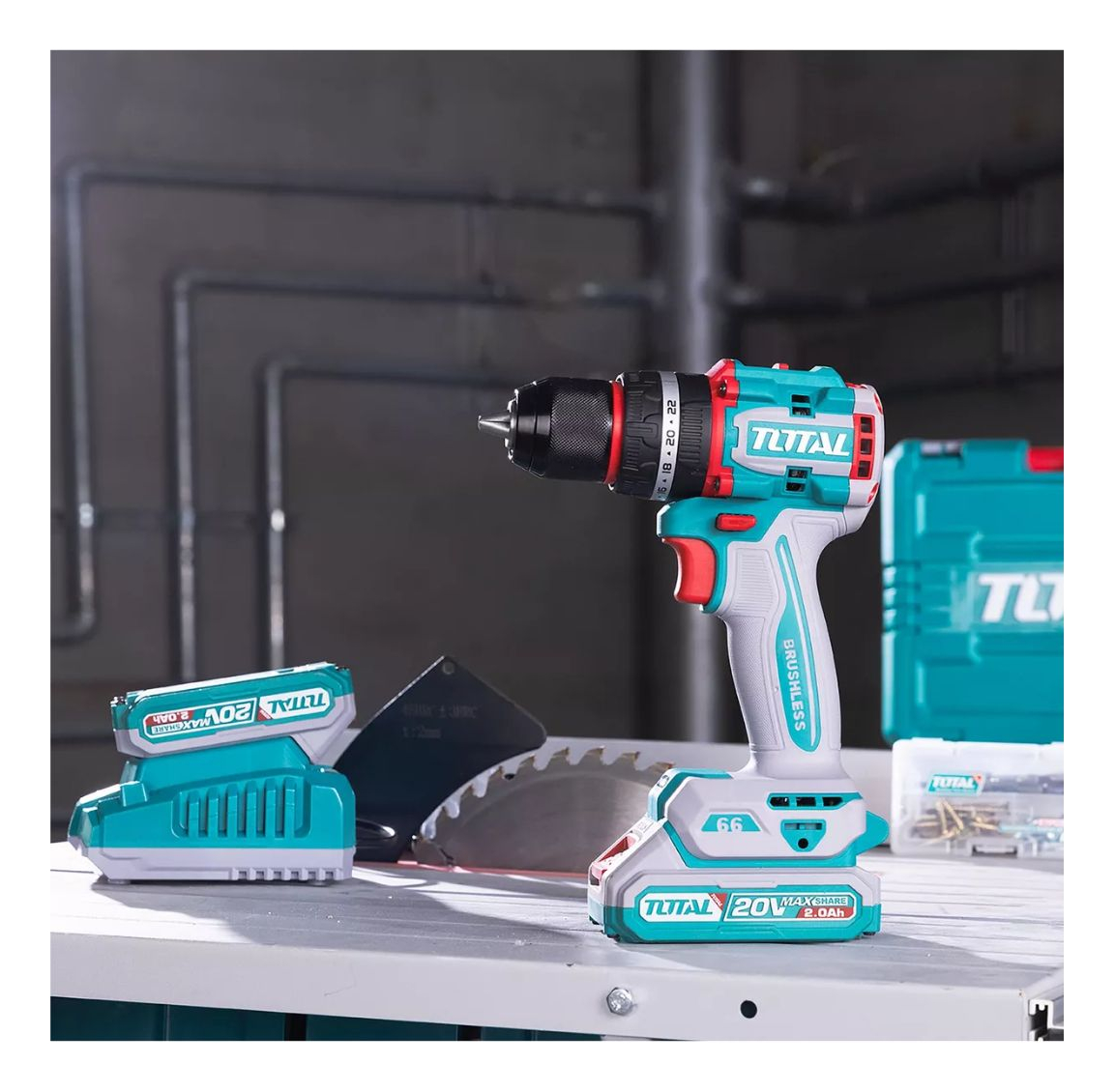 Taladro Percutor Atornillador Total 20v S/carbones 66 Nm Sin - Imagen 5