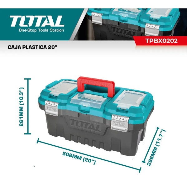 Caja Porta Herramientas Plástico 20 Broche Metal Total - Imagen 4