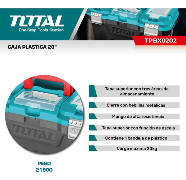 Caja Porta Herramientas Plástico 20 Broche Metal Total - Imagen 5