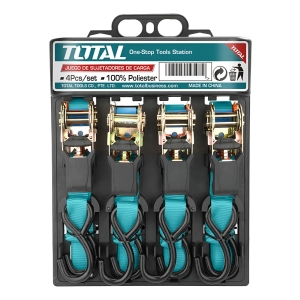Set 4 Cinta Catraca Malacate Amarre 6mt 0.65t 25mm Total
