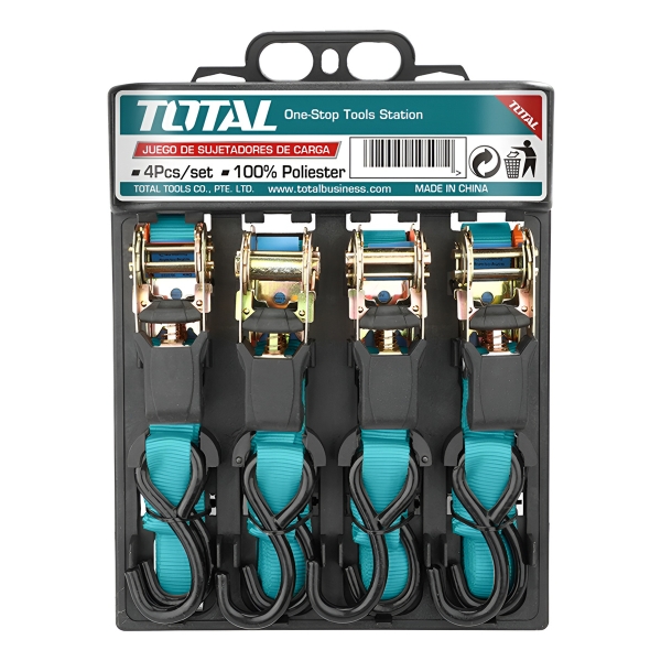 Set 4 Cinta Catraca Malacate Amarre 6mt 0.65t 25mm Total