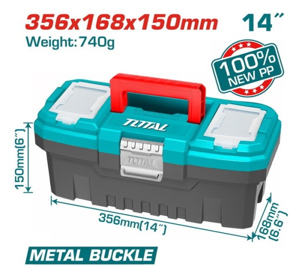 Caja Porta Herramientas Plastica 14 Broche Metálico Total - Imagen 2