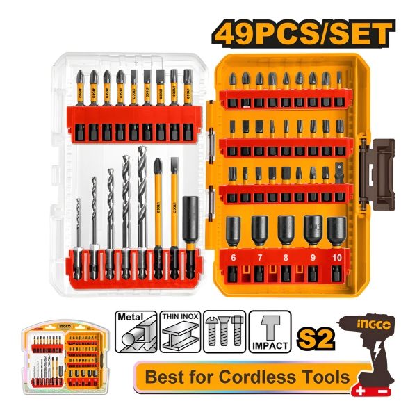 Set 49 Puntas Dados Y Mechas De Impacto Ingco Alta Duración