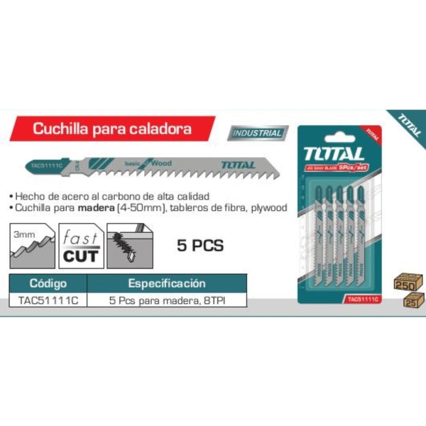 Set De 10 Hojas Para Caladora Madera Total En T - Imagen 3
