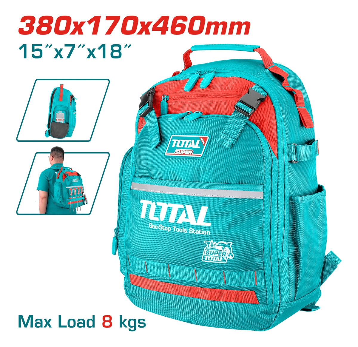 Mochila Bolso Porta Herramientas De Trabajo Resistente Total - Imagen 2