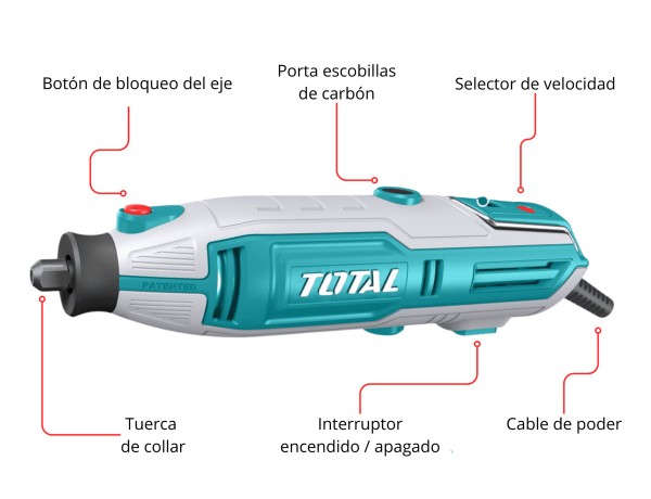 Mini Torno Total 200w Con 149 Accesorios Y Pantalla Led - Imagen 3