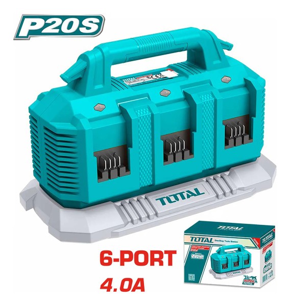 Cargador Para Múltiples Baterías Litio 20v Total, 6 Puertos - Imagen 2