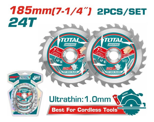 Set Pack Kit 2 Discos 7 1/4 P Sierra Circular 24 Dientes - Imagen 2