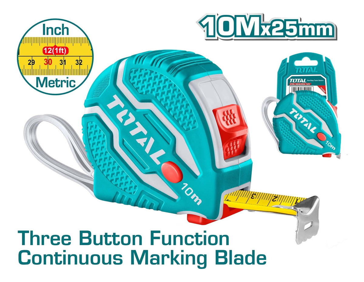 Cinta Métrica De Acero 10mts X 25mm - Total Tmt126101 - Imagen 2