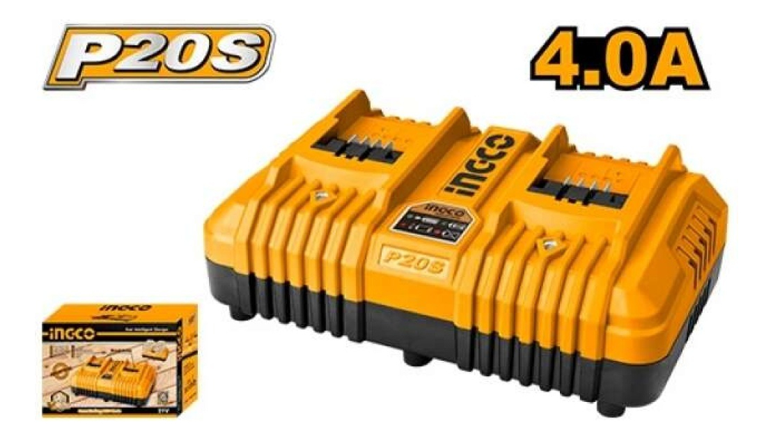 Cargador Rapido Inteligente Doble 20v P20s Ingco Fcli2034 - Imagen 2