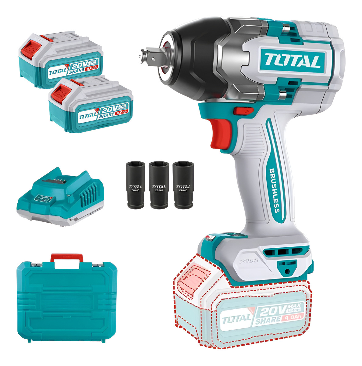 Llave Impacto 20v 1/2'' 850nm Total Tiwli2085