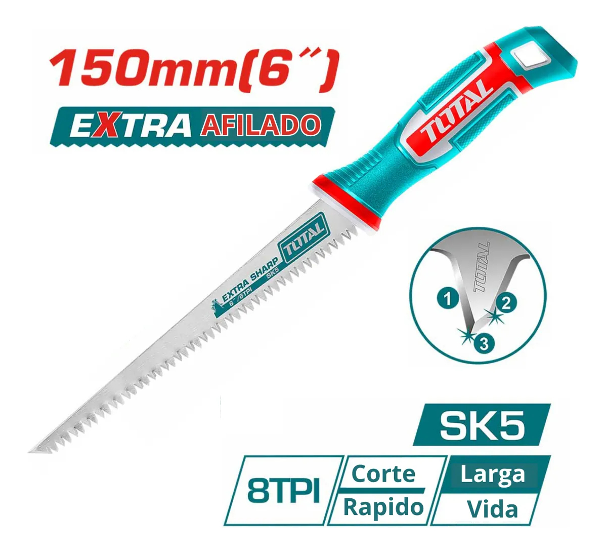 Serrucho Para Yeso 150mm Corte Rapido Industrial Total - Imagen 2