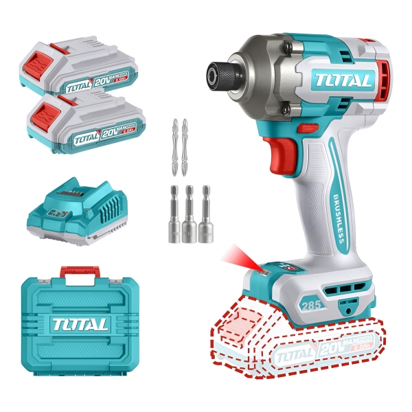 Atornillador De Impacto 20v Con Bater Total Brushless 285nm