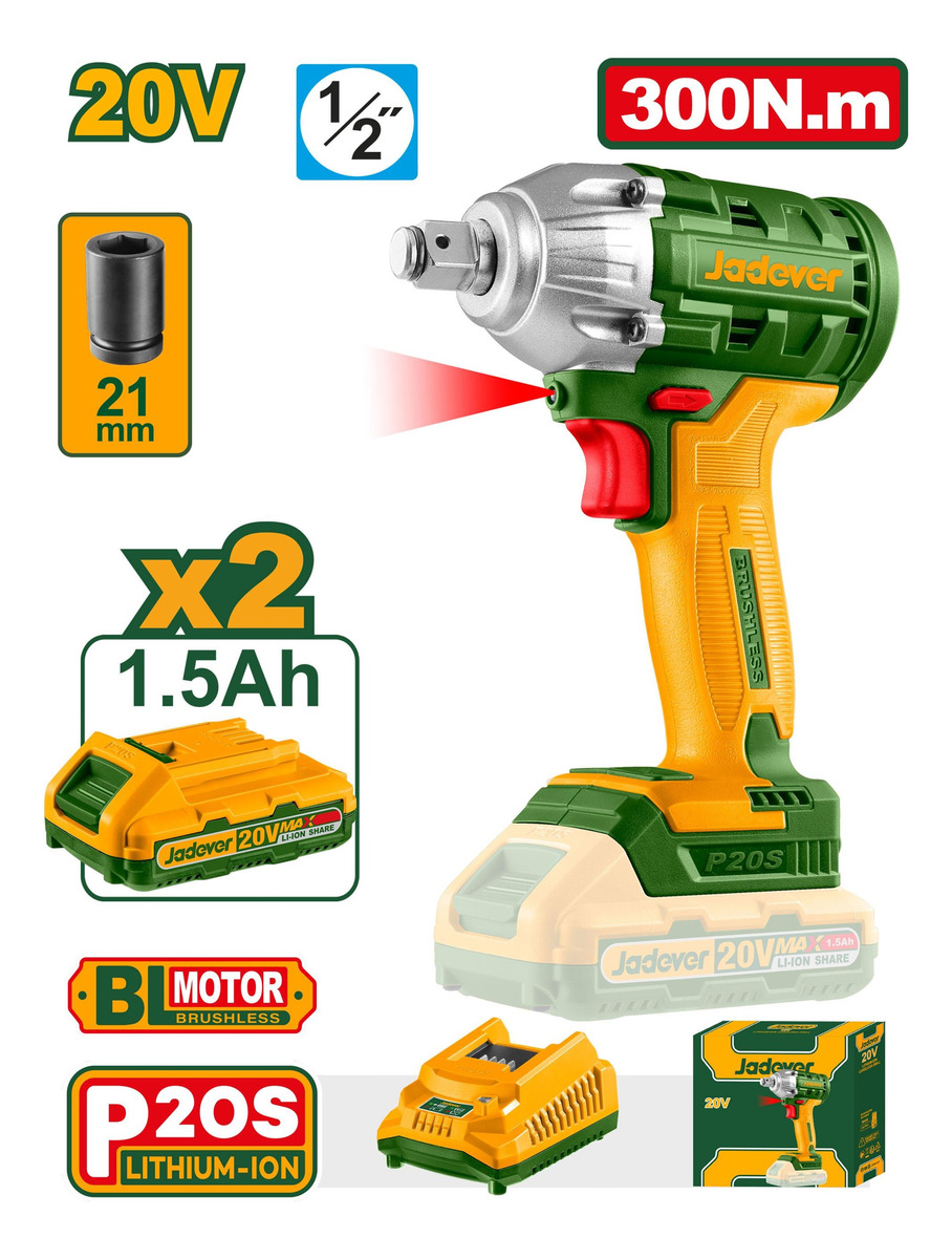 Llave De Impacto 1/2 20v Jadever Jdcd1512 - Imagen 3