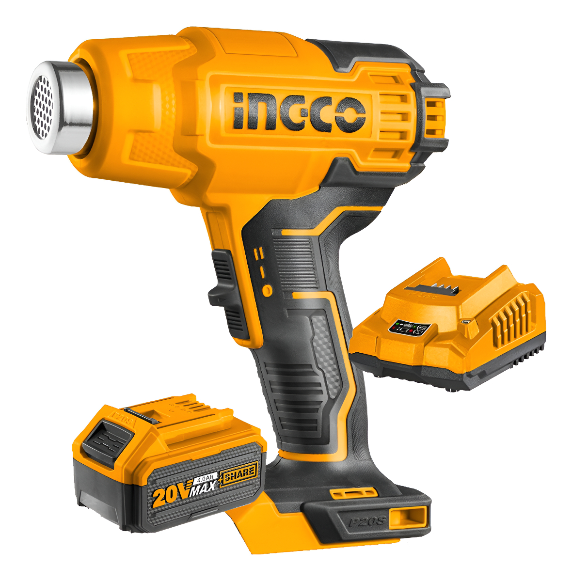 Pistola De Calor 20v + Batería 4 Ah + Cargador Ingco