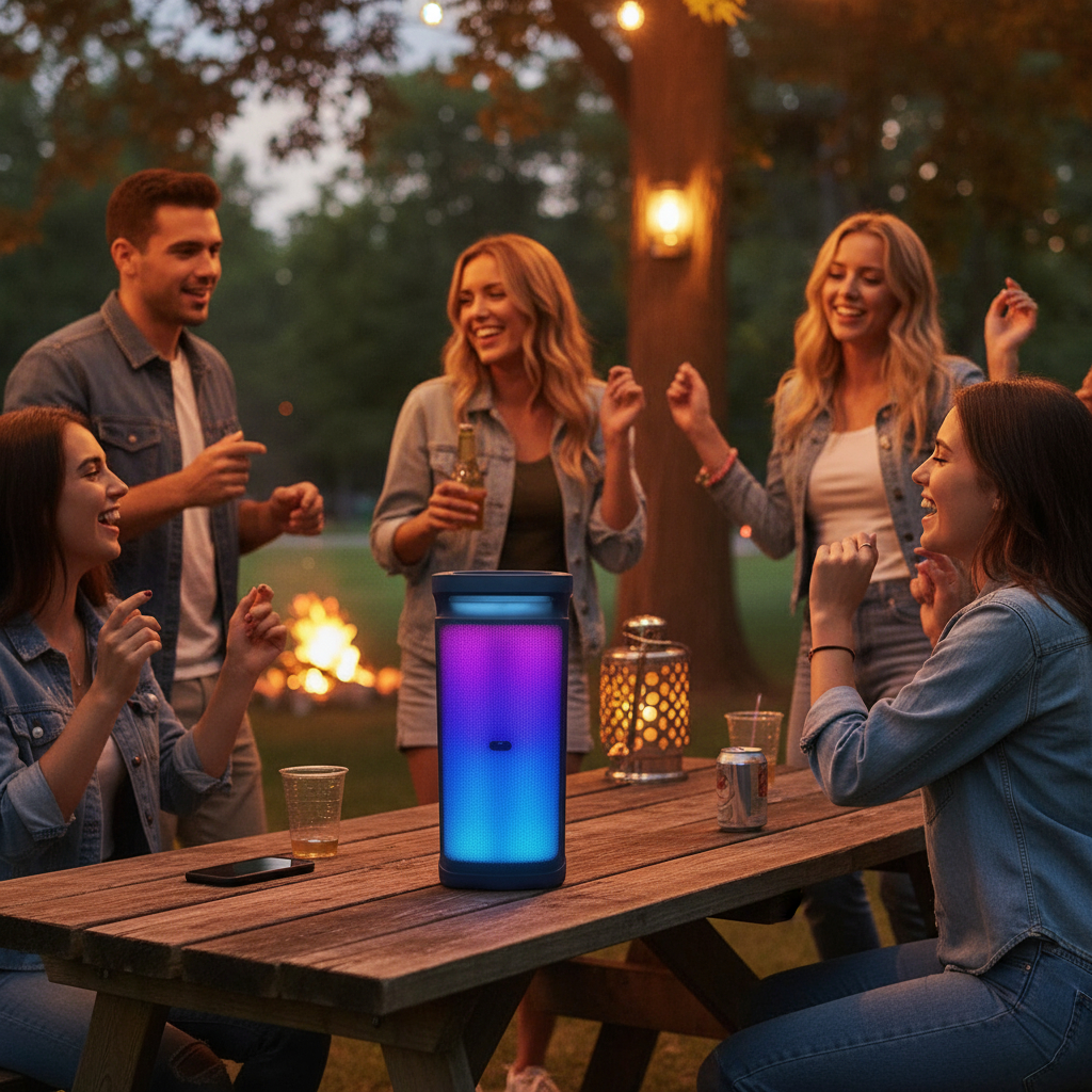 Parlante Bluetooth Usb Fm Rgb Ligth Bateria Litio Partybox - Imagen 4