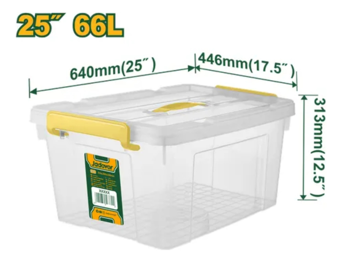 Cajón Contenedor Plástico Apilable Transparente 66l Jadever - Imagen 3